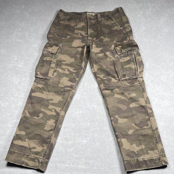No Boundaries Cargo Pants Camo Heavy Twill Mens Size 34 Camouflauge Green Denim